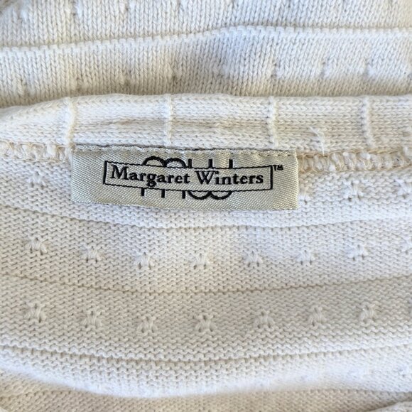 Margaret Winters Size Large Sweater Light Knit Cotton White Round Neck Casual - Picture 2 of 10